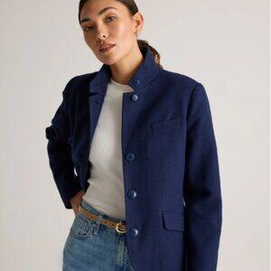 New NWT Quince Italian Wool Stand Collar Blazer Jacket Navy Size XL Quiet Luxury